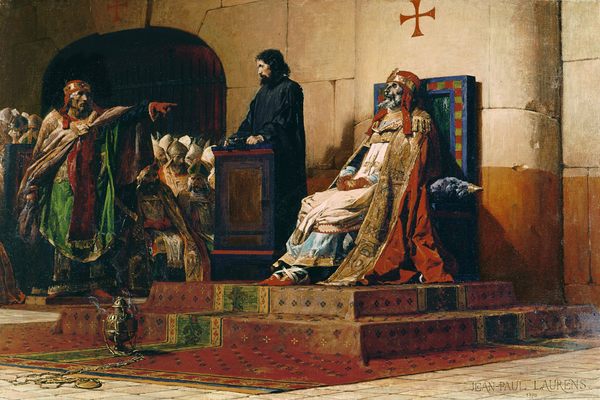 An 1870 painting by Jean-Paul Laurens depicts the infamous “Cadaver Synod,” when a papal corpse was put on trial.