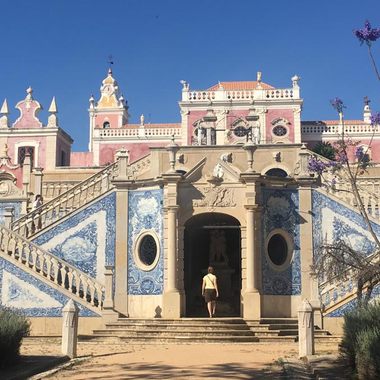 Palacio de Estoi azulejo tiled staircase.