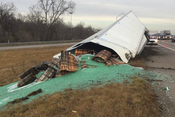 A photo tweeted by Indiana State Police Sergeant John Perrine shows the extent of the spill.