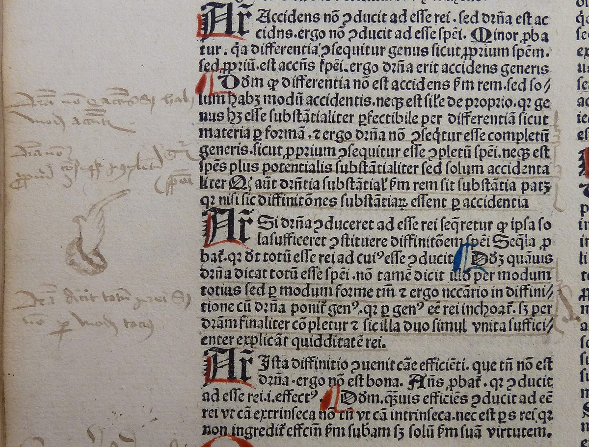 A manicule emerging from a sleeve, in a manuscript from 1494.