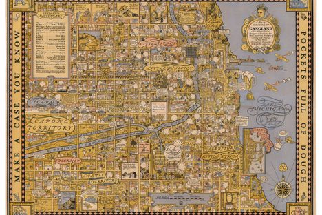 "A Map of Chicago's Gangland," from 1931, is full of morbid jokes and facts. Click to zoom in. 
