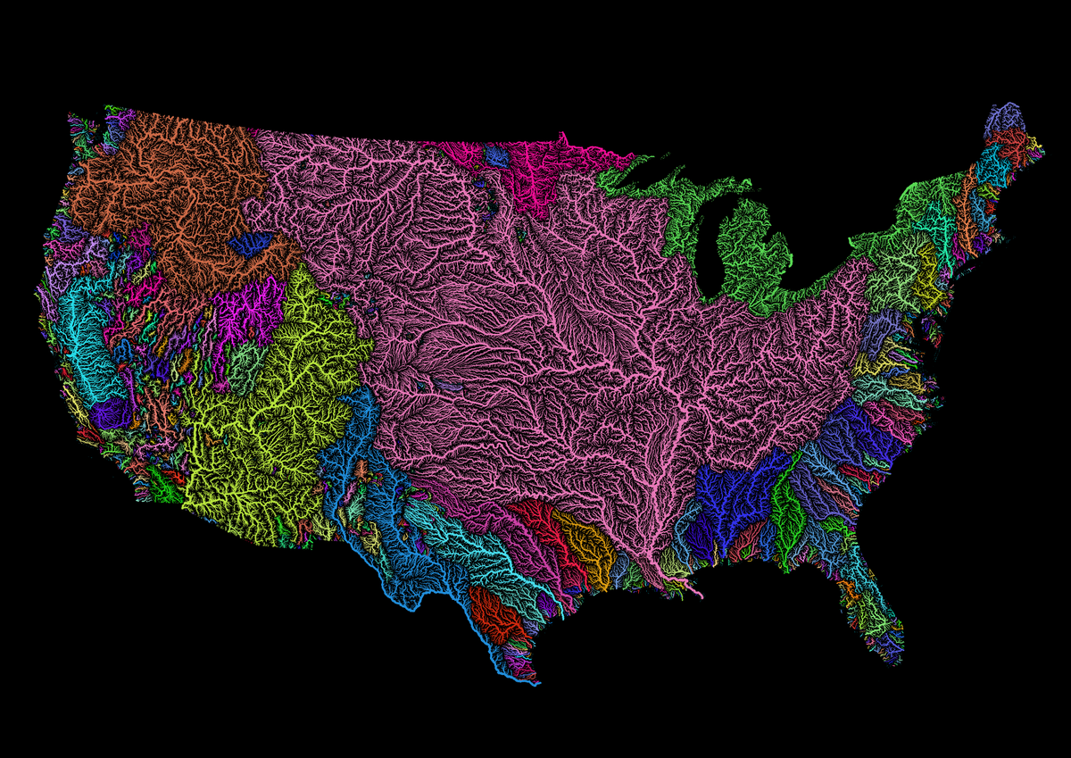 River basins of the United States.