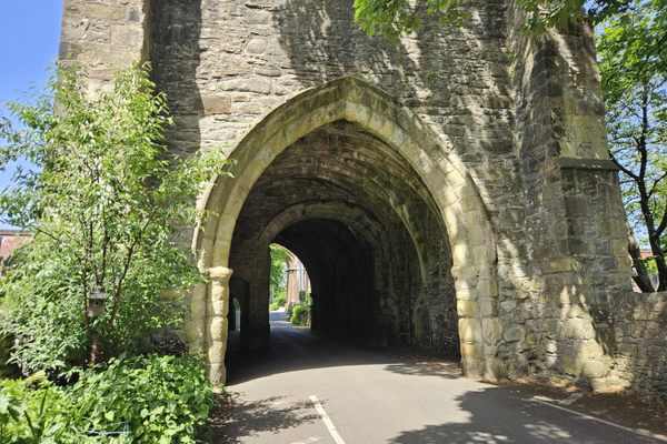 The passage through the gatehouse looking west.