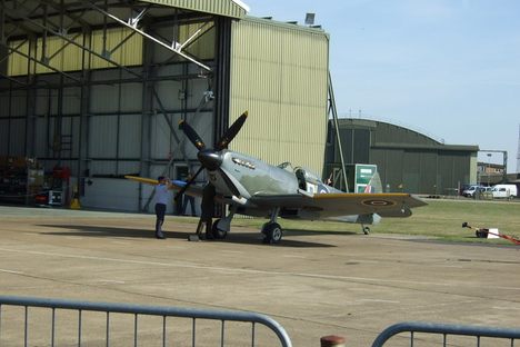 One of the 6 BBMF Spitfires, a late model Mk IX with clipped wings for low altitude use.