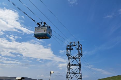 The cable car is one of two in Europe that crosses open ocean.