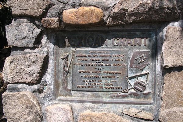 Rancho Cañada de los Coches land grant plaque.