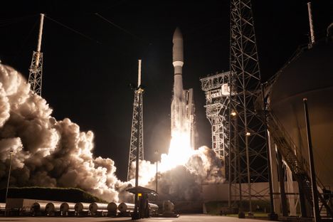The rocket lifting off.