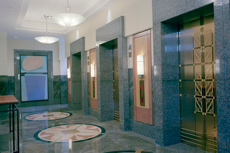 The elevator lobby of a commercial building, by the American photographer Carol Highsmith.