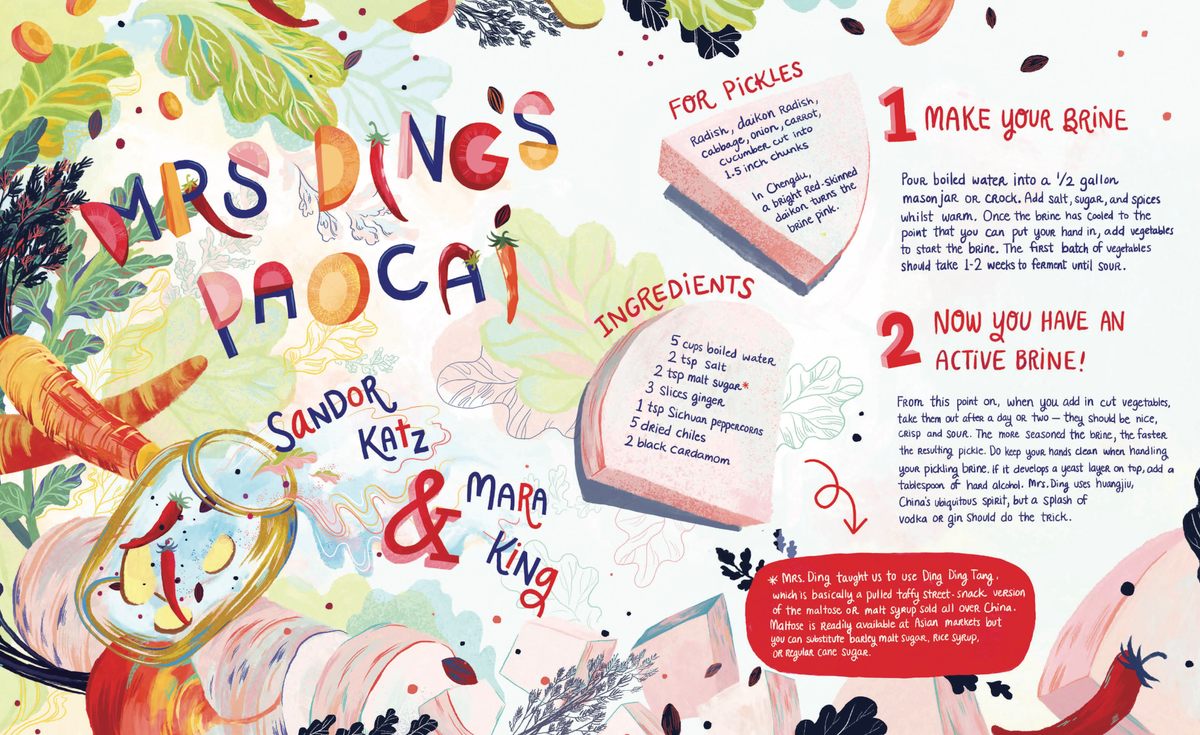 Mrs. Ding’s Pao Cai recipe by Sandor Katz and Mara King.