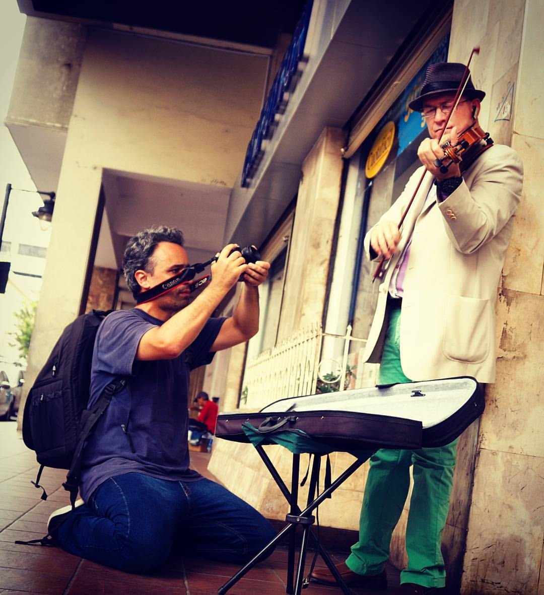 Musician Joshua Antoine performing in the streets of Guayaquil, Ecuador.