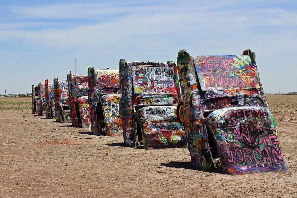 <em>Cadillac Ranch</em>, Texas, an art installation created by Ant Farm.