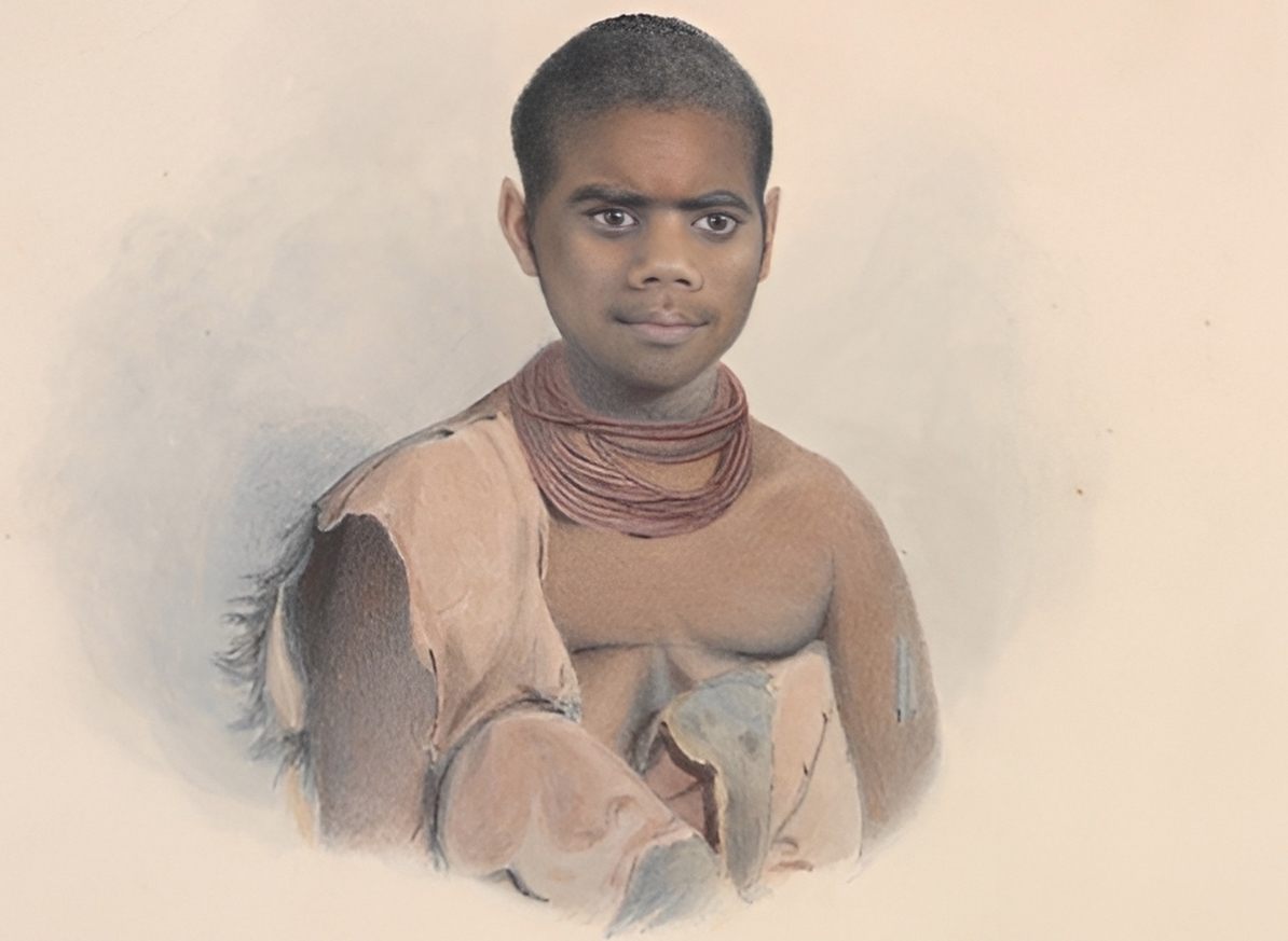 No images of Tarenorerer have survived today: However, this portrait shows an Aboriginal woman from southern Tasmania, a contemporary of Tarenorerer, and perhaps the best example we have of what Tarenorerer might've worn and looked like.