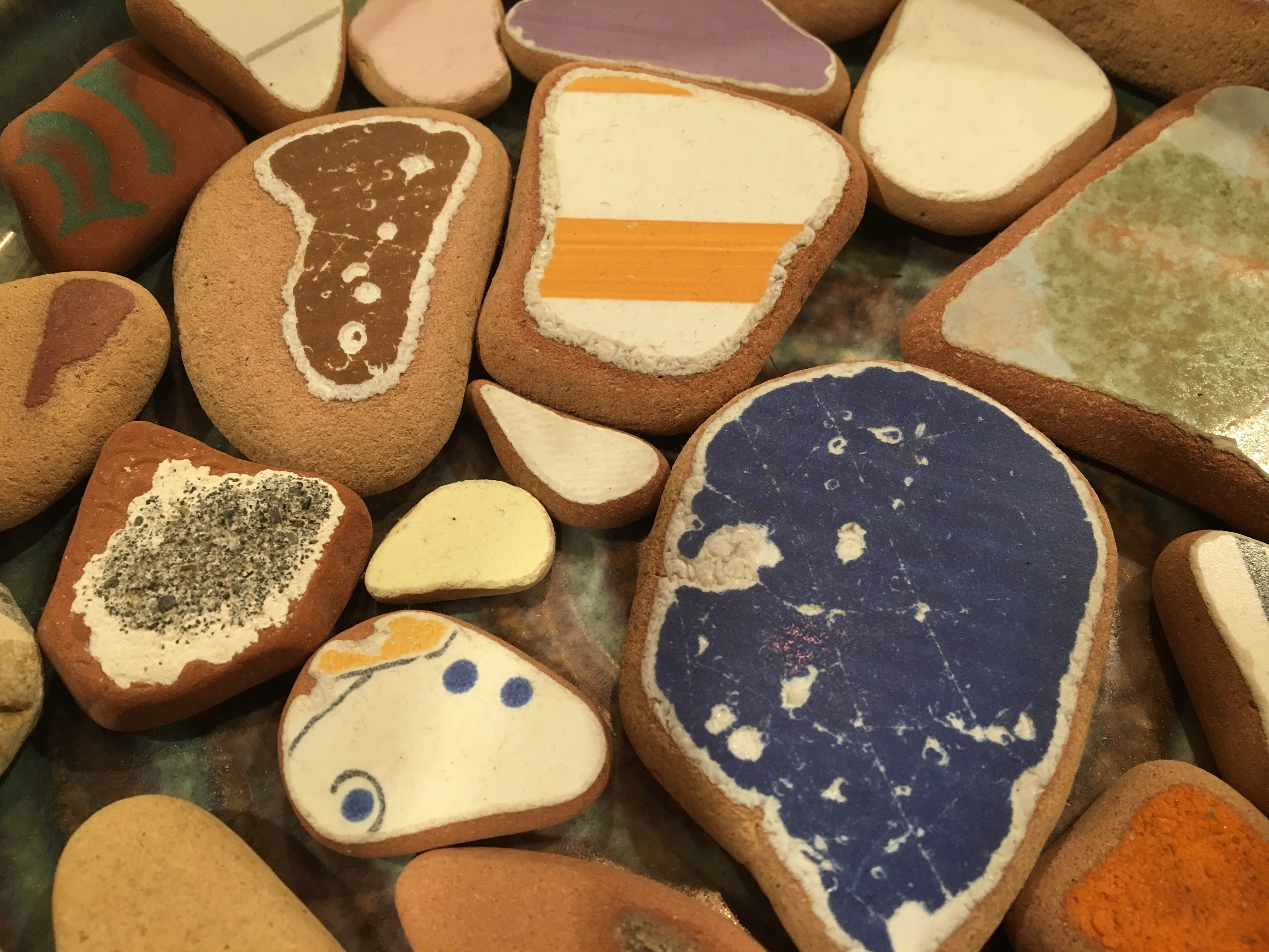 Ceramic tiles, polished smooth by the surf and found on the Amalfi Coast by reader Andrew Silow-Carroll.