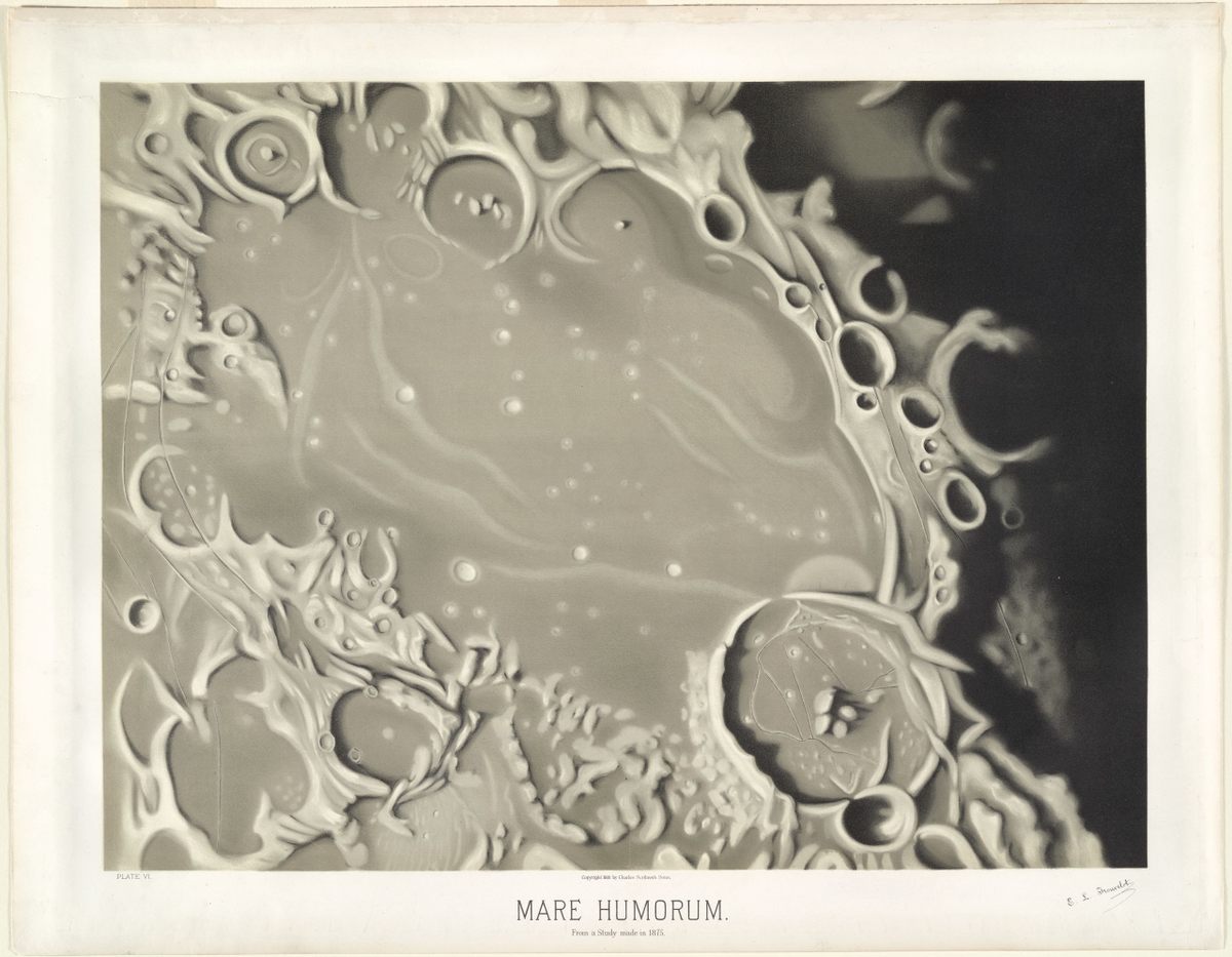 Despite the detail captured in illustrations such as "Mare Humorum: from a study made in 1875," Trouvelot's work lost its scientific value with the advent of astrophotography.
