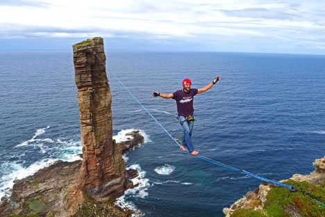 A Scottish Daredevil's Tight-Rope Walk Across the Old Man of Hoy