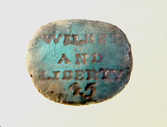 The cufflink found at the site of the Brunswick Town tavern.