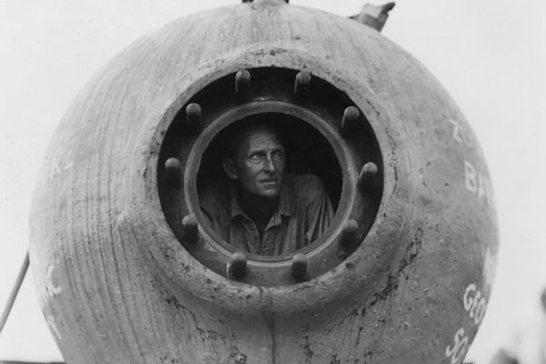 William Beebe in the bathysphere. 