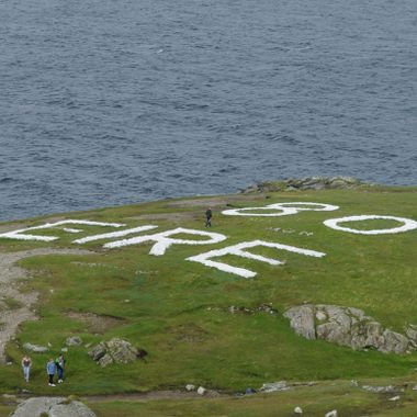 The restored sign at Malin Head, as seen in 2017.