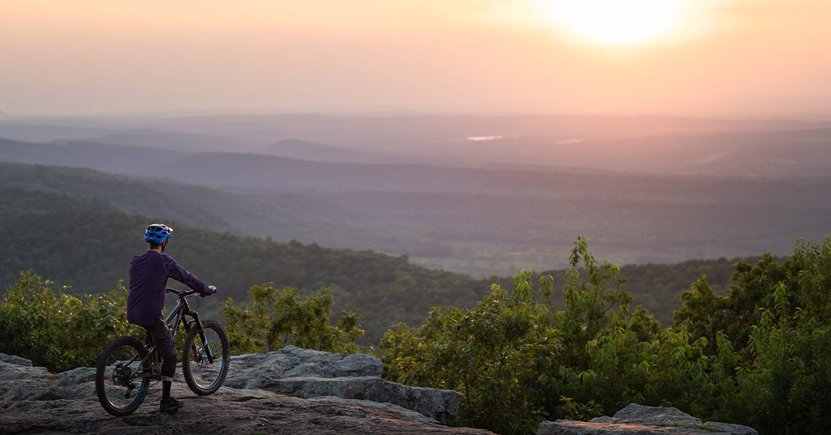 Mount Nebo State Park offers mountain biking trails and expansive views. 