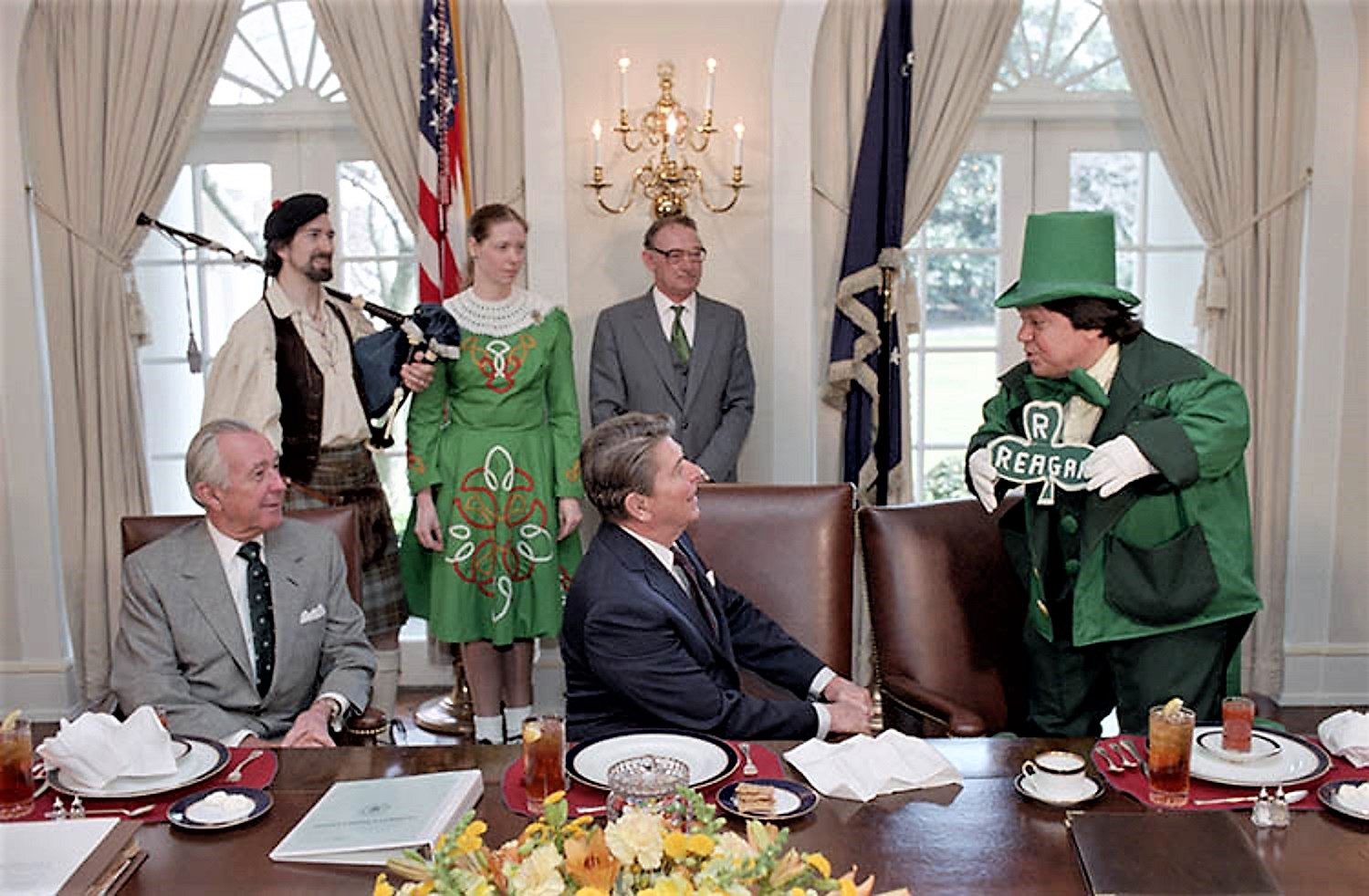 President Reagan being entertained Irish style in 1983.