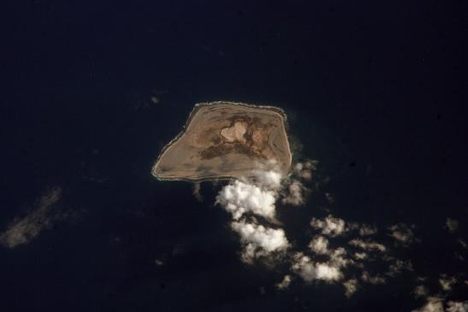 A satellite view of Jarvis Island, where thousands of people have pretended to bicycle.