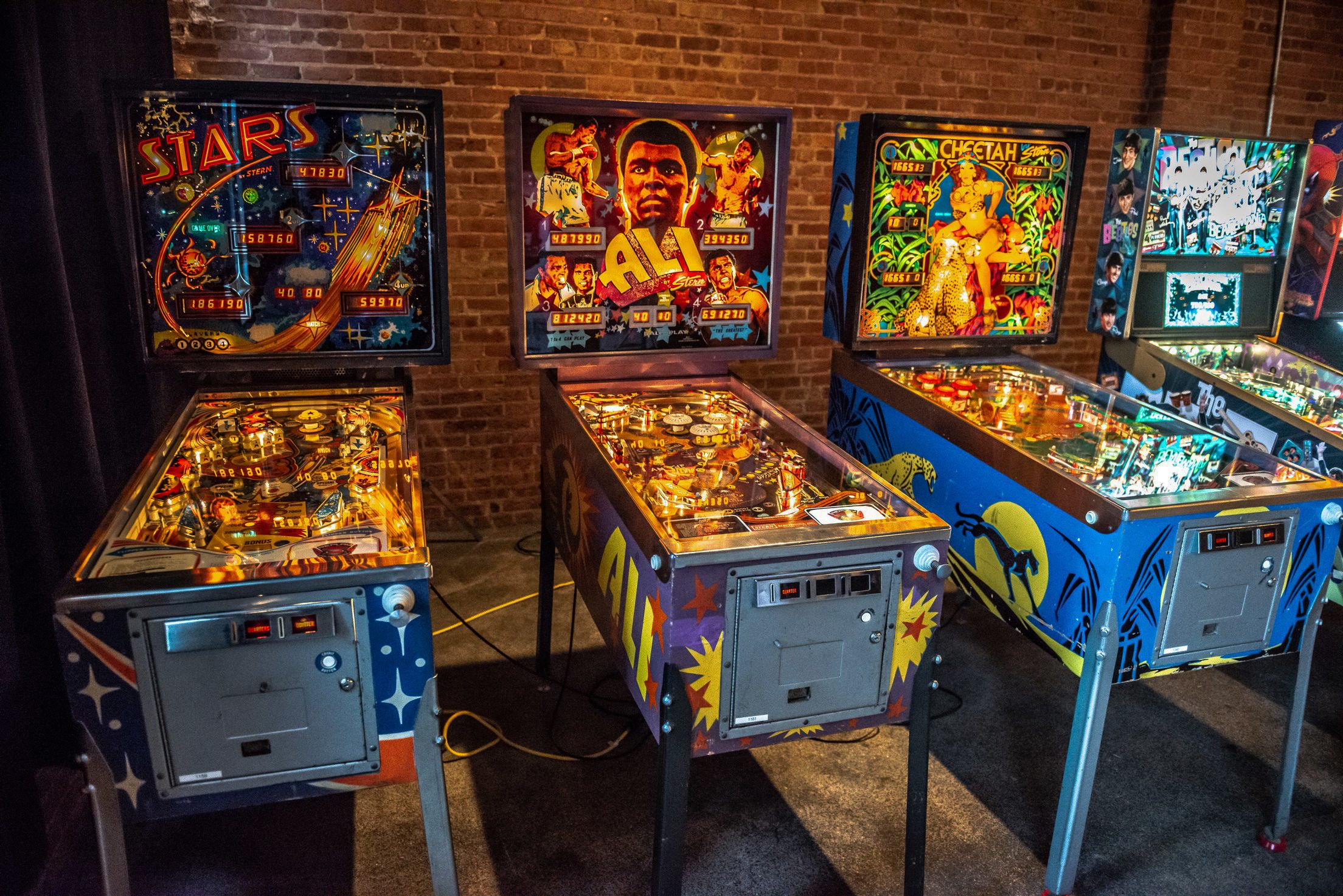 Vintage pinball machines at Chicago's Bottom Lounge.