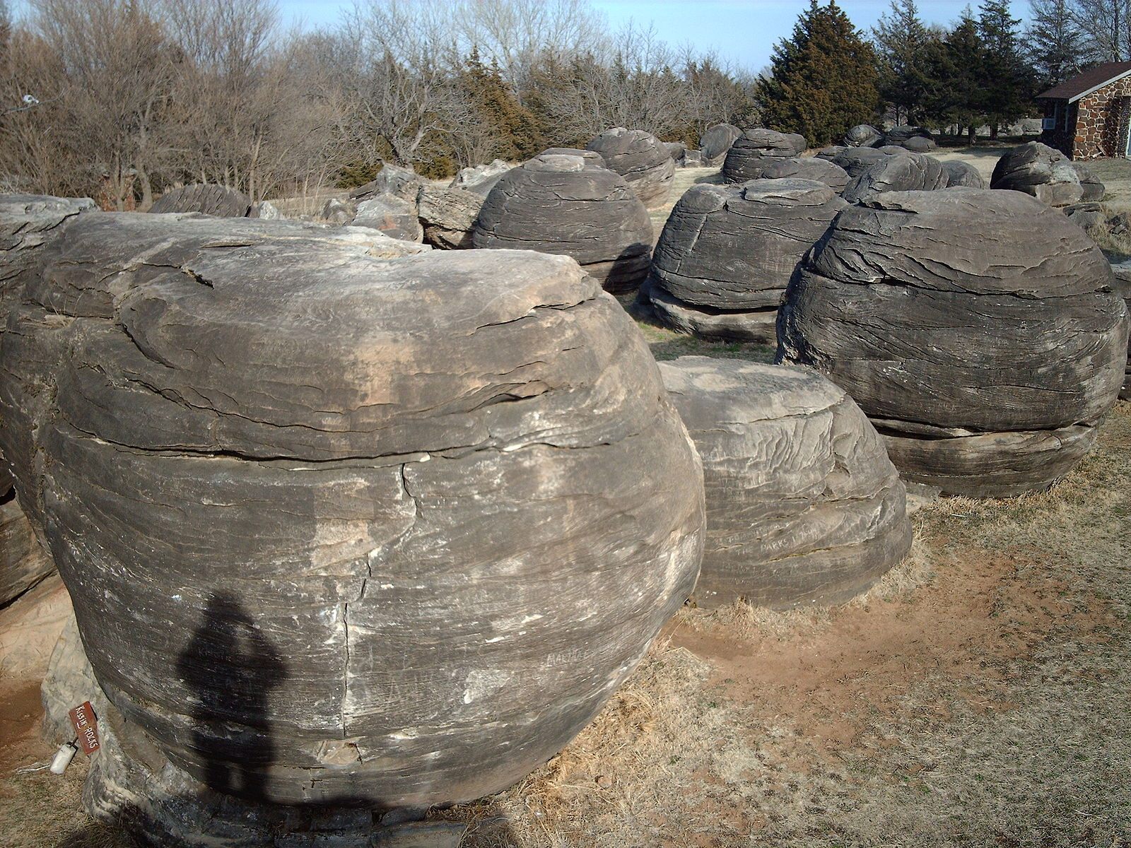 The spherical boulders at Rock City in Kansas can get up to nearly 30 feet across.