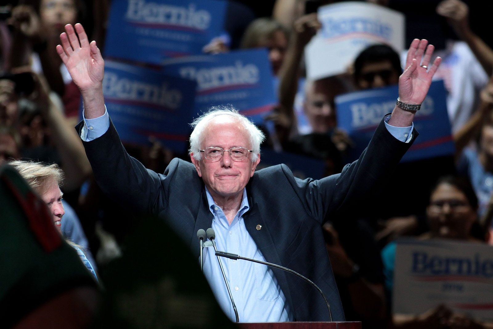 Senator Bernie Sanders, potentially asking for more ice cream.