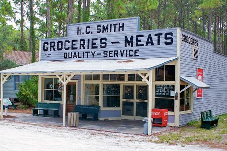Heritage Village is made up of several different historical sites, including the one-story, wood-framed H.C. Smith General Store, dating to 1915.