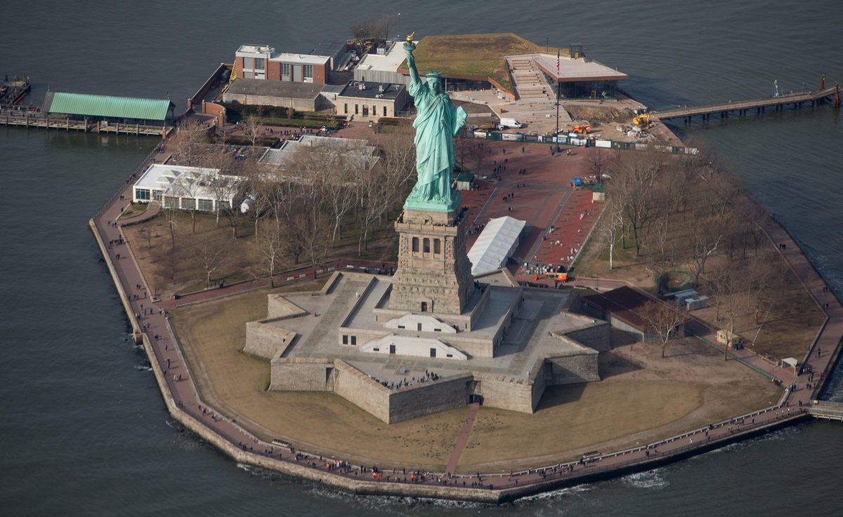Fort Wood, an 11-pointed defense structure built between 1808 and 1811, is now the base of the Statue of Liberty.