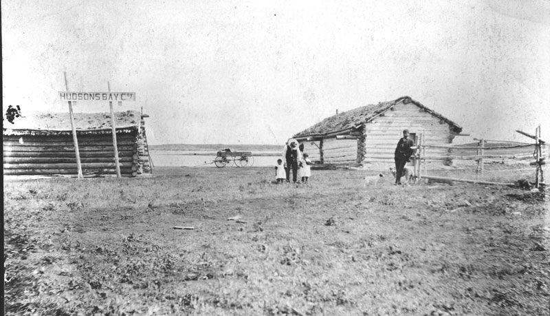 The Hudson's Bay Company's outpost on the shore of Lake Saskatoon, Canada. Gunn traveled 1,800 miles between remote trading posts, disguised as a man.