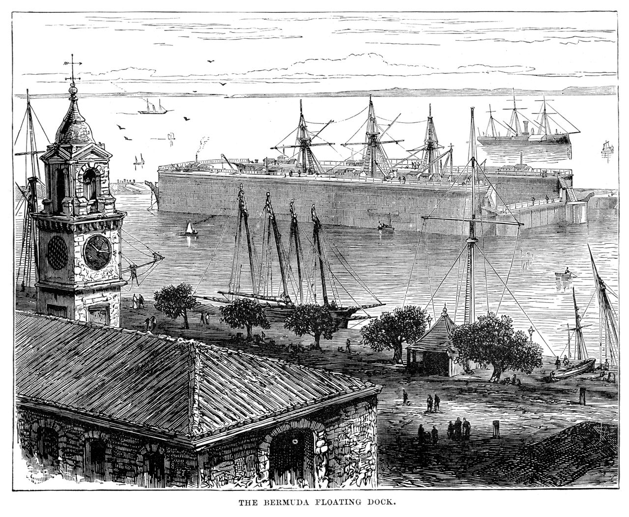 Ships under repair in Bermuda in 1871.
