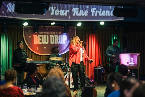 Naydja Cojoe takes the stage at the Dew Drop Inn.