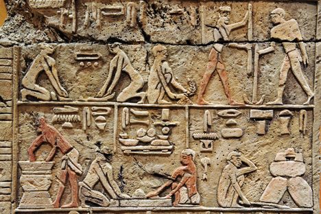 Ancient artwork, such as this relief in the Israel Beer Breweries museum in Ashkelon, Israel, offers clues to past beer production.