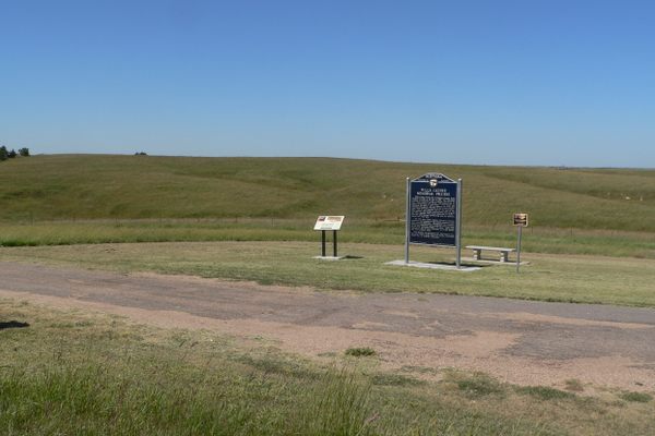 Historical markers at Willa Cather Memorial Prairie.