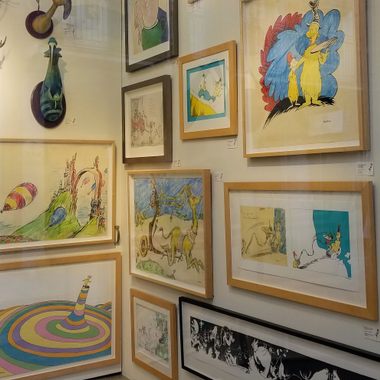 The dense display wall in the gallery.