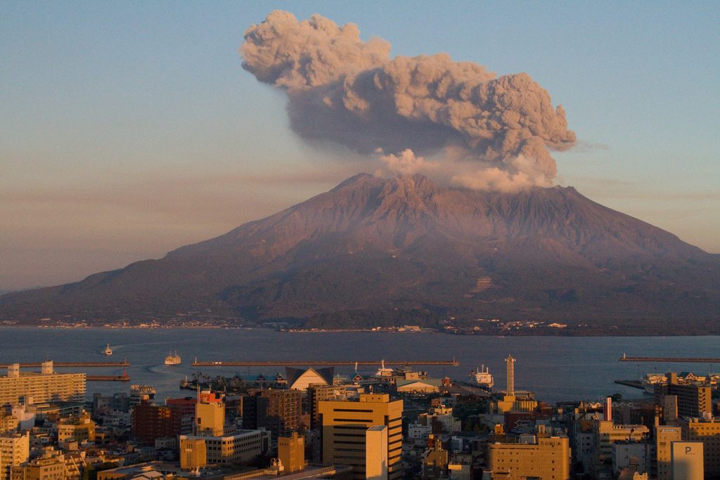 A simmering Sakurajima in 2009.