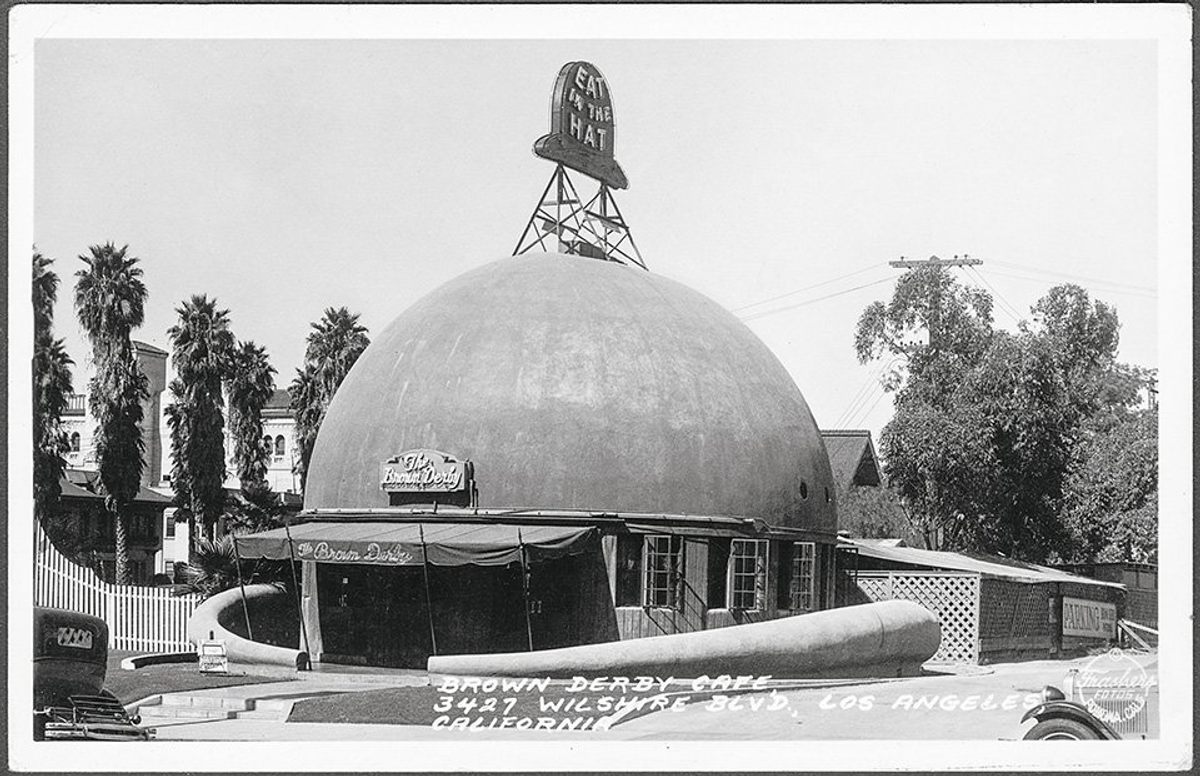 The Brown Derby's sign lives on, long after the restaurant shut down.