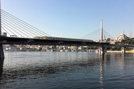 Haliç bridge and its metro station.