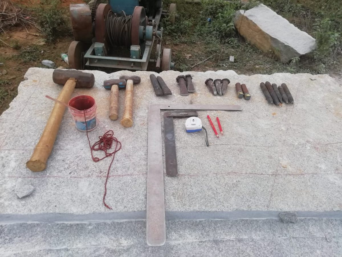 Many of the basic tools used in temple construction and restoration, such as chisels, hammers, and string for measuring, have changed little over the centuries.