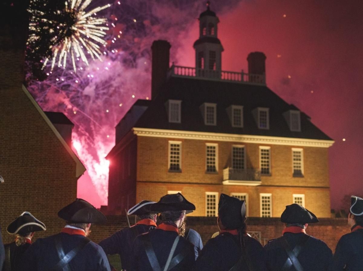 The sky lights up with fireworks during a display above the Governor’s Palace.