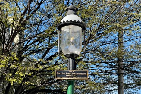 First Public Gas Street Lamp in America