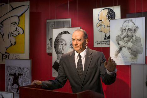 Animatronic LBJ tells stories and makes jokes