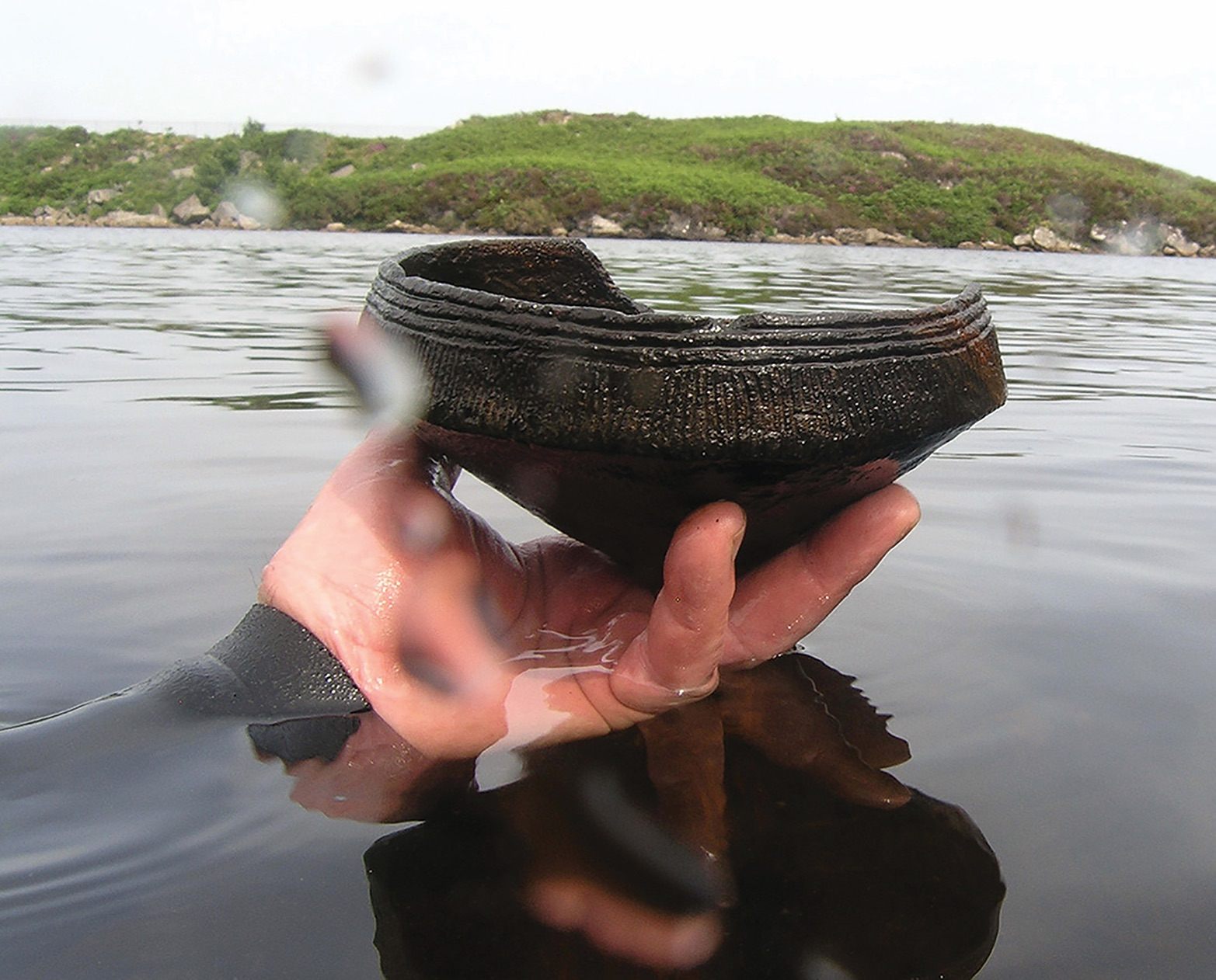Sherds of pottery found in the water helped researchers date the human-made islets nearby.