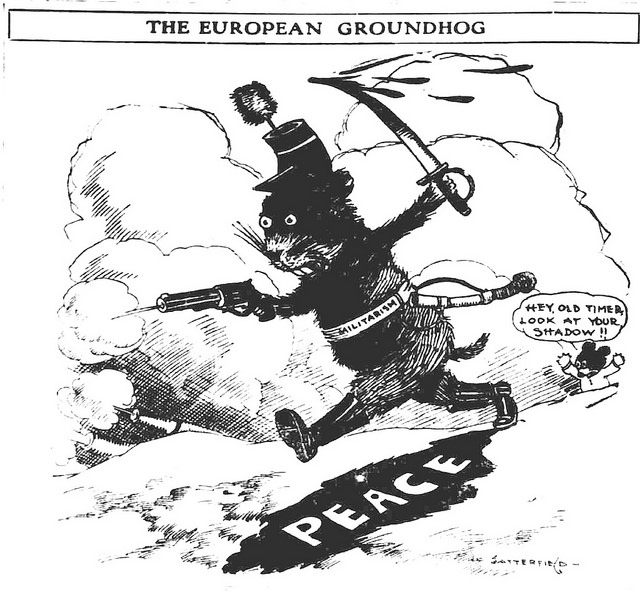 A 1915 cartoon demonstrating how Phil's image has been co-opted for various rhetorical purposes.