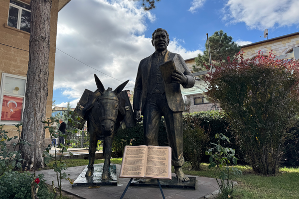 Librarian with Donkey Monument