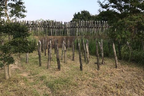 Wooden abatises surrounding the park