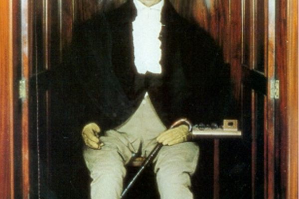 The greatest good for the greatest number: Jeremy Bentham has his head between his knees. 
