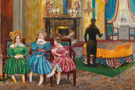 President Jackson's party as depicted in “The Great Cheese,” a painting by Peter Waddell.