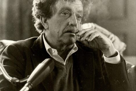 Kurt Vonnegut during an event at Butler University in Indianapolis in June 1983.